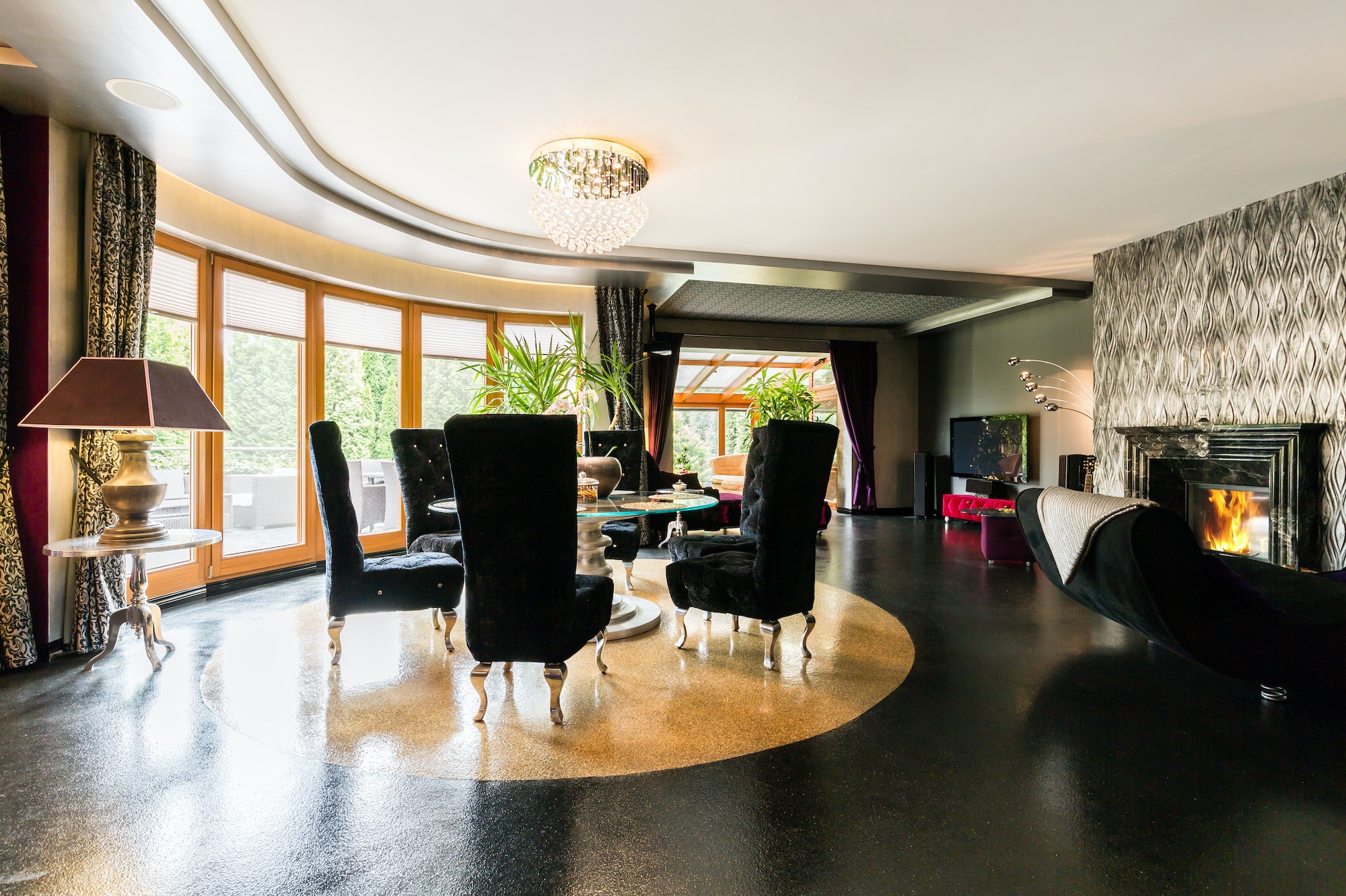 Modern villa interior with sparkle floor